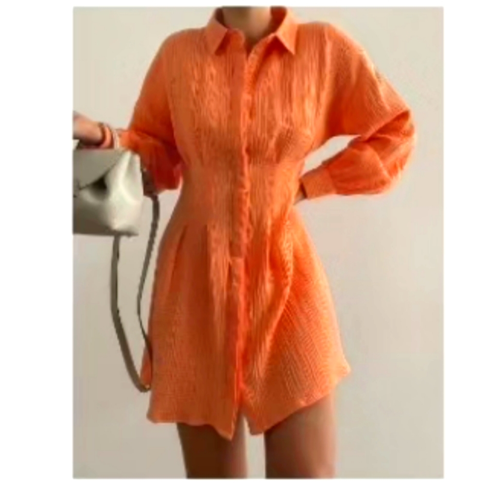 Waist Cincher Button Down Dress